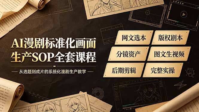 AI漫剧标准化画面生产SOP全套课程-更新,网文选本版权剧本分镜资产全覆盖,图文生视频后期剪辑完整实操教学-WE智谷