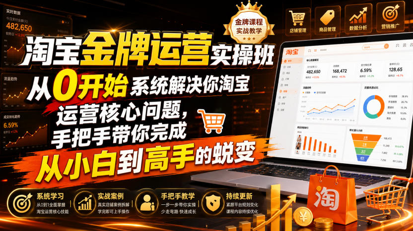 淘宝金牌运营实操班,从0开始系统解决你淘宝运营核心问题,手把手带你完成从小白到高手的蜕变(2026年7月)-WE智谷