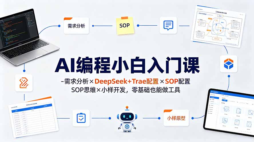 AI编程小白入门课-需求分析×DeepSeek+Trae配置×SOP思维×小样开发，零基础也能做工具-WE智谷