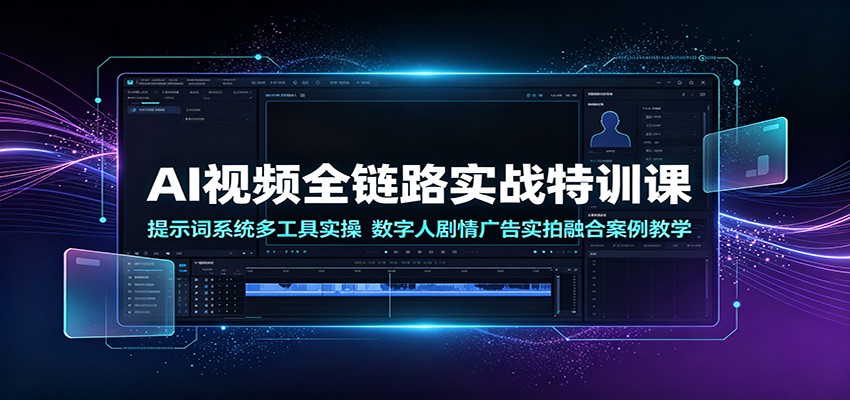 AI视频全链路实战特训课：提示词系统多工具实操，数字人剧情广告实拍融合案例教学-WE智谷