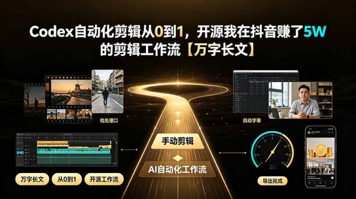 Codex自动化剪辑从0到1,开源我在抖音赚了5W 的剪辑工作流【万字长文】-WE智谷