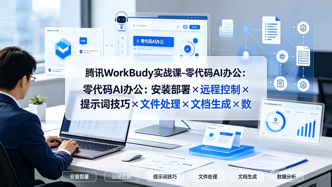 腾讯WorkBuddy实战课-零代码AI办公:安装部署×远程控制×提示词技巧×文件处理×文档生成×数据分析-WE智谷
