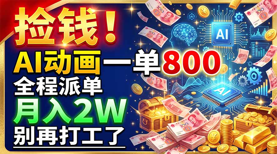 捡钱!AI动画一单800,全程派单,月入2W,别再打工了-WE智谷