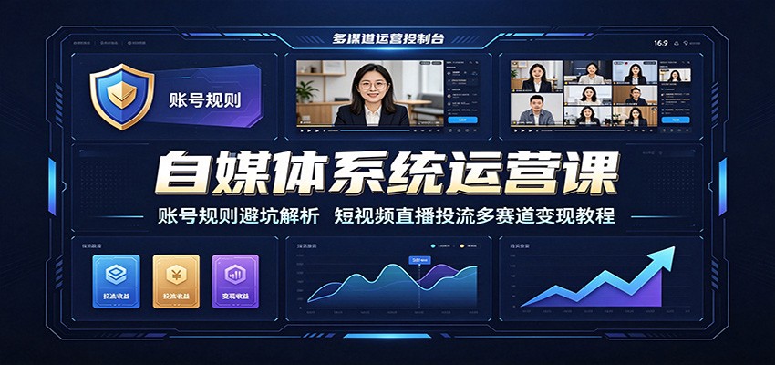 自媒体系统运营课：账号规则避坑解析，短视频直播投流多赛道变现教程-WE智谷