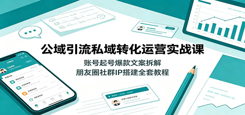 公域引流私域转化运营实战课：账号起号爆款文案拆解，朋友圈社群IP搭建全套教程-WE智谷