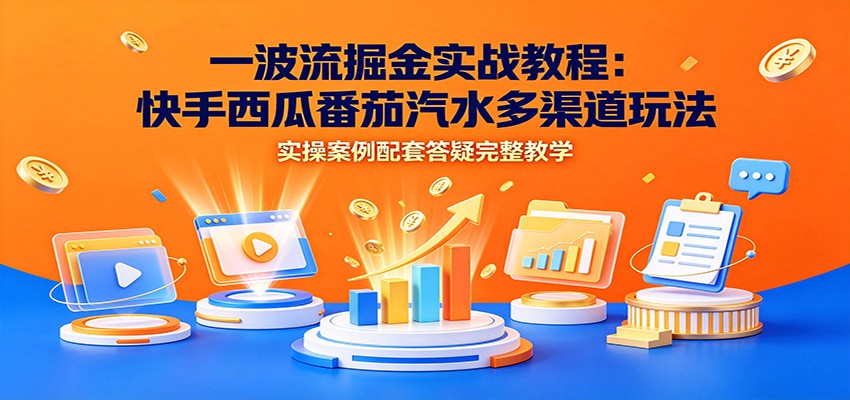 一波流掘金实战教程：快手西瓜番茄汽水多渠道玩法，实操案例配套答疑完整教学-WE智谷
