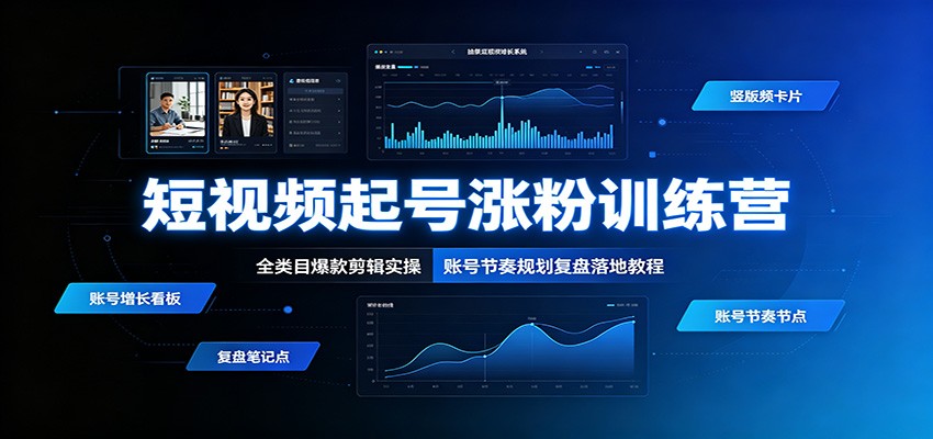 短视频起号涨粉训练营：全类目爆款剪辑实操，账号节奏规划复盘落地教程-WE智谷