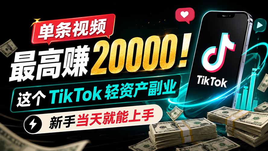 单条视频最高赚 20000!这个 TikTok 轻资产副业,新手当天就能上手-WE智谷