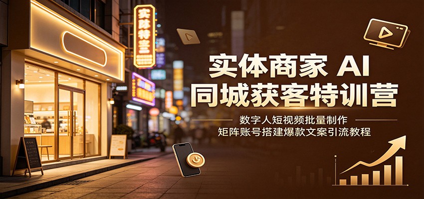 实体商家AI同城获客特训营：数字人短视频批量制作，矩阵账号搭建爆款文案引流教程-WE智谷