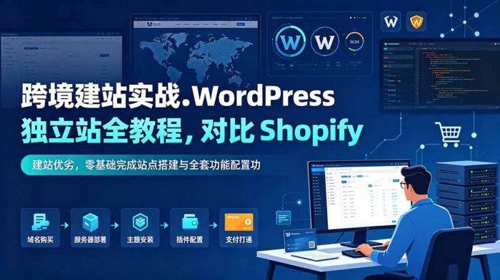 跨境建站实战：WordPress 独立站全教程，对比 Shopify 建站优劣，零基础完成站点搭建与全套功能配置-WE智谷