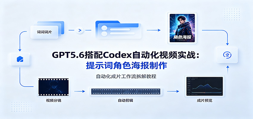 GPT5.6搭配Codex自动化视频实战：提示词角色海报制作，自动化成片工作流拆解教程-WE智谷