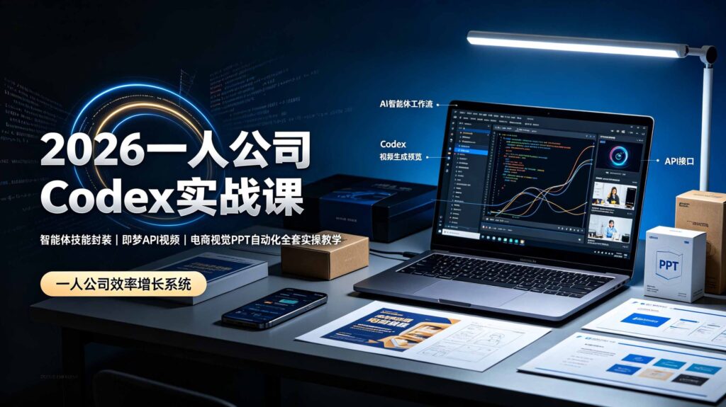2026一人公司Codex实战课◆智能体技能封装|即梦API视频|电商视觉PPT自动化全套实操教学-WE智谷