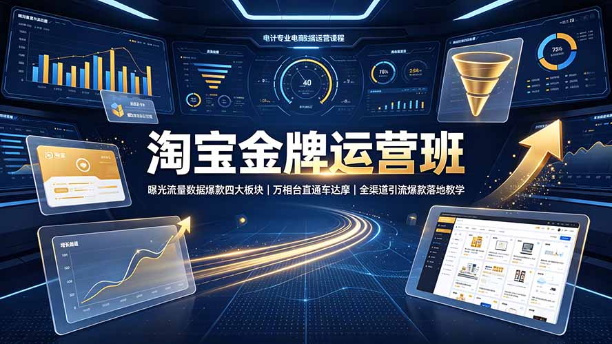 淘宝金牌运营班-7月:曝光流量数据爆款四大板块|万相台直通车达摩|全渠道引流爆款落地教学-WE智谷