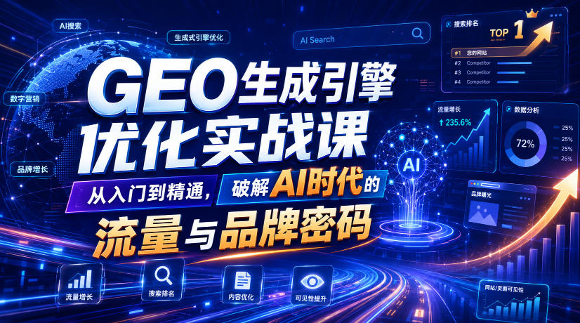GEO生成引擎优化实战课,从入门到精通,破解AI时代的流量与品牌密码-WE智谷