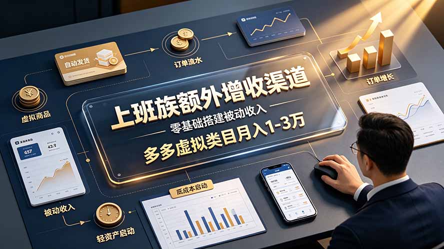 上班族额外增收渠道,零基础搭建被动收入,多多虚拟类目月入 1-3 万-WE智谷