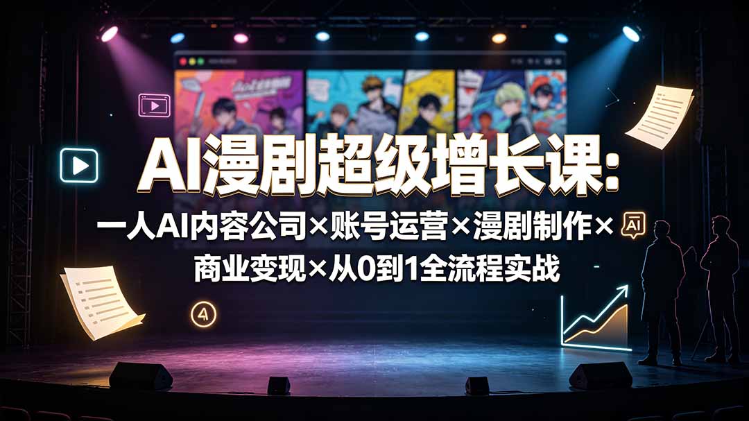 AI漫剧超级增长课：一人AI内容公司×账号运营×漫剧制作×商业变现×从0到1全流程实战-WE智谷