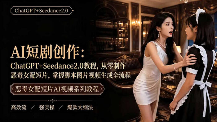 AI短剧从零创作实战课｜ChatGPT脚本撰写+Seedance2.0视频生成，恶毒女配短剧全流程教程-WE智谷