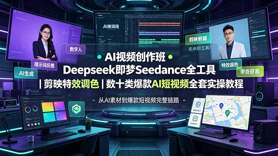 AI视频创作班◆Deepseek即梦Seedance全工具|剪映特效调色|数十类爆款AI短视频全套实操教程-WE智谷