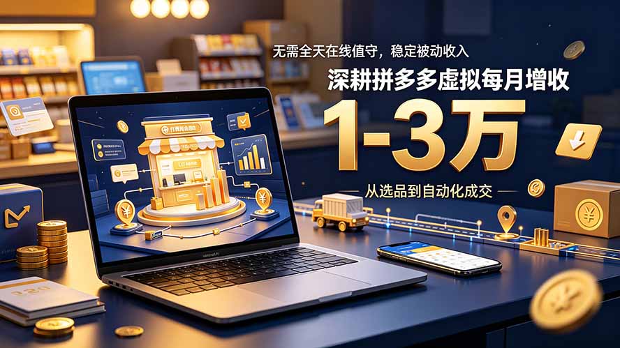 无需全天在线值守，稳定被动收入，深耕拼多多虚拟每月增收 1-3 万-WE智谷