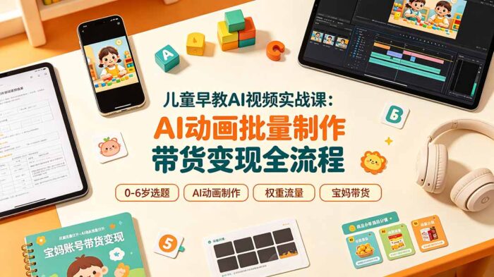儿童早教AI视频实战课:0-6岁认知选题|AI动画批量制作|权重流量拉升|宝妈账号带货变现全流程-WE智谷