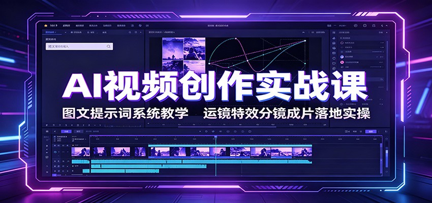 AI视频创作实战课：图文提示词系统教学，运镜特效分镜成片落地实操-WE智谷